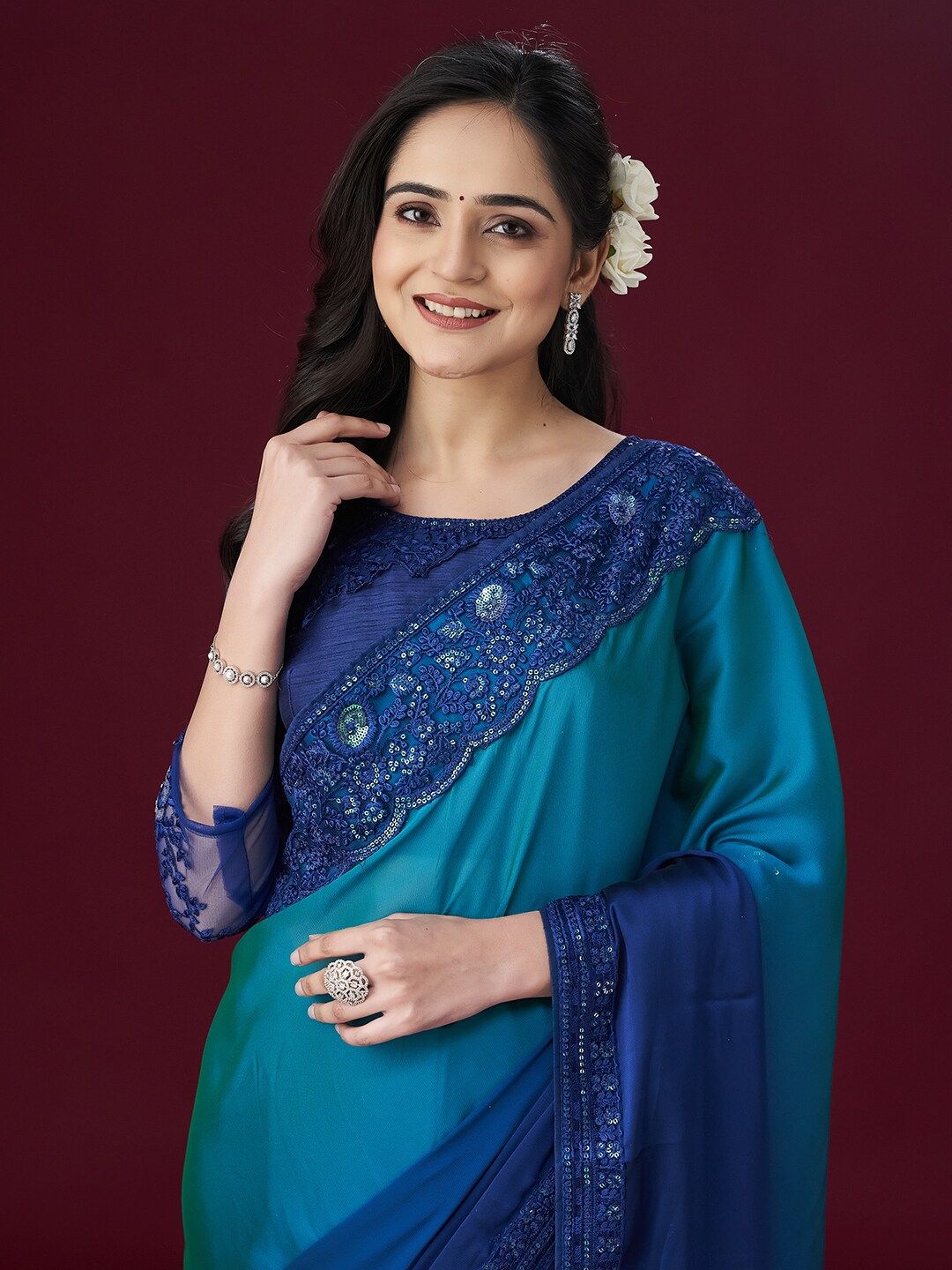 kasee Embroidered Sequinned Saree