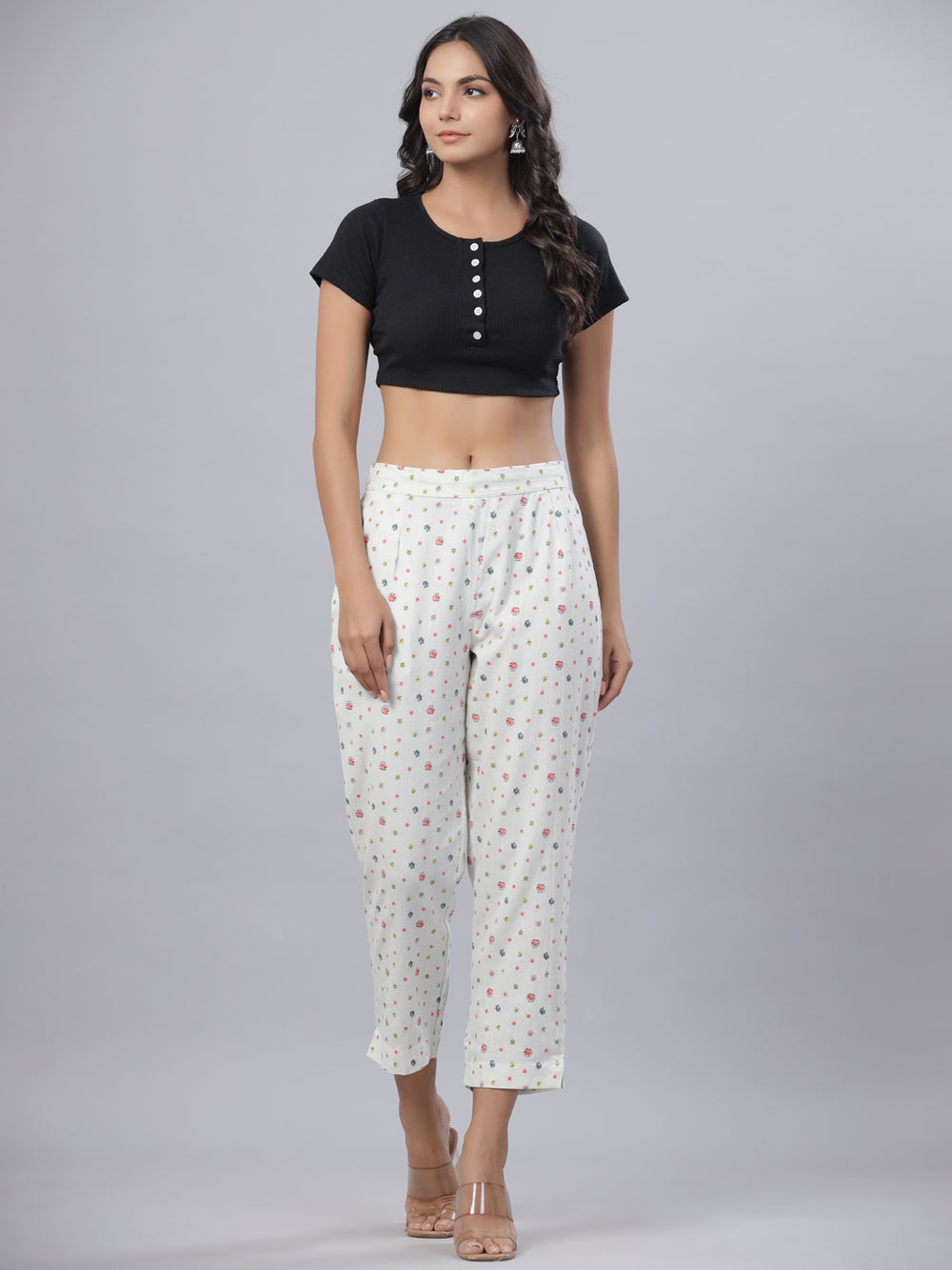 Juniper Coral Cotton Flex Printed Straight Pants