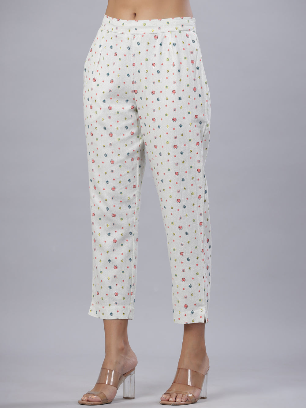 Juniper Coral Cotton Flex Printed Straight Pants