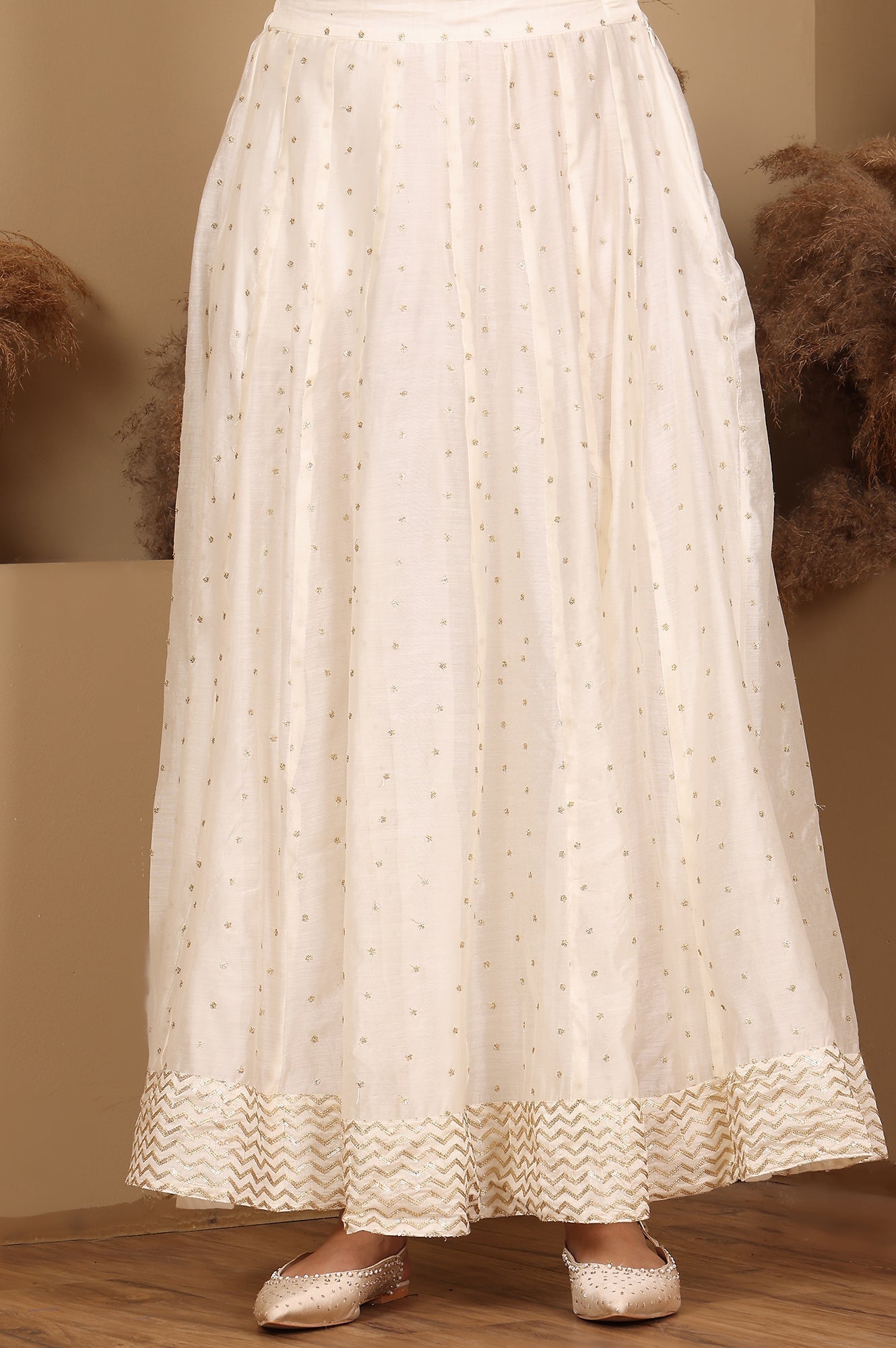 W for Woman White Embroidered Flared Skirt  Grab2Buy WforWoman Grab2Buy