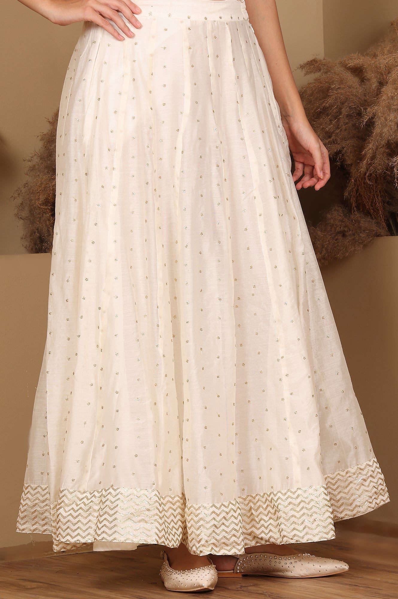 W for Woman White Embroidered Flared Skirt  Grab2Buy WforWoman Grab2Buy