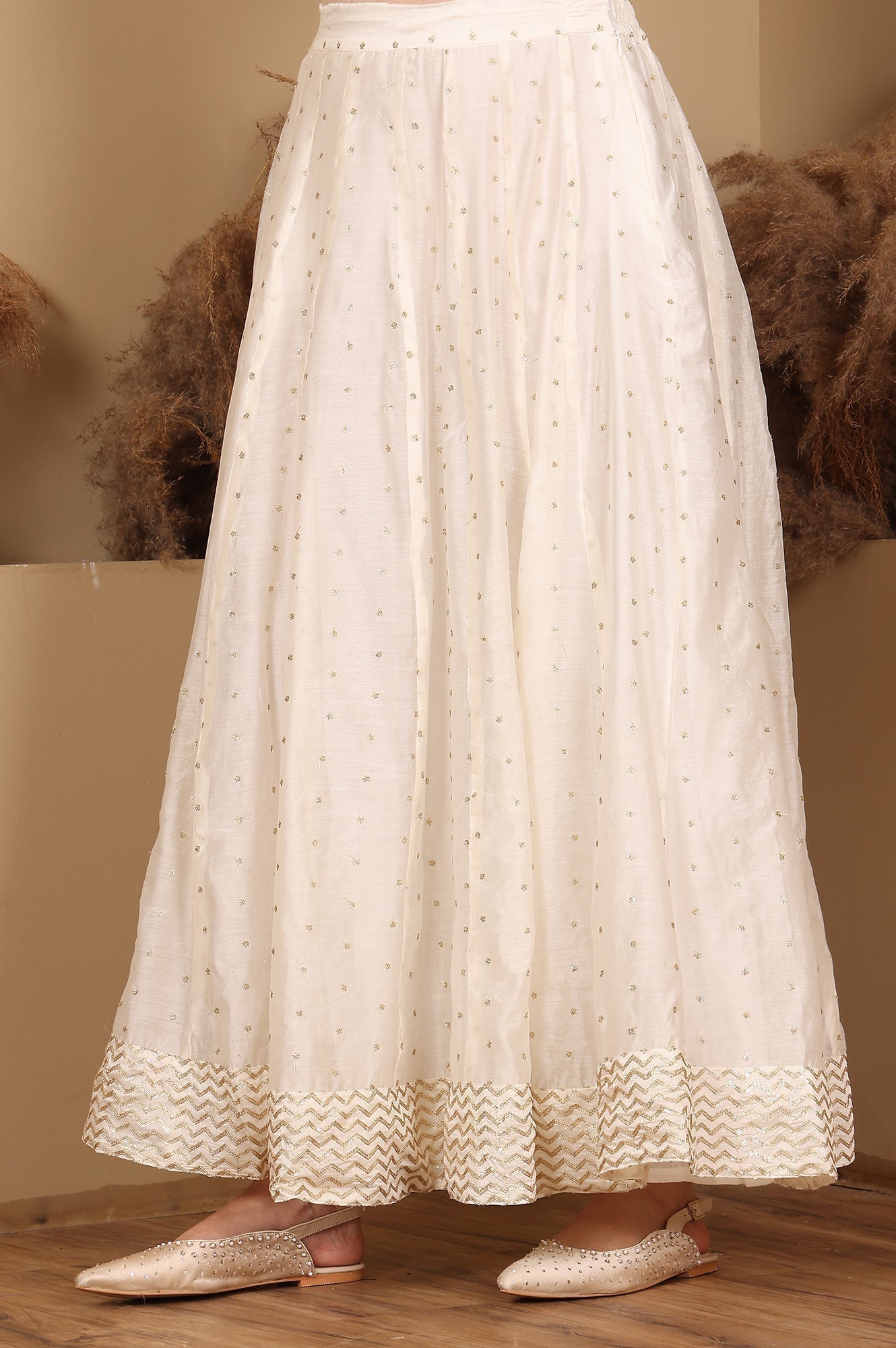 W for Woman White Embroidered Flared Skirt  Grab2Buy WforWoman Grab2Buy