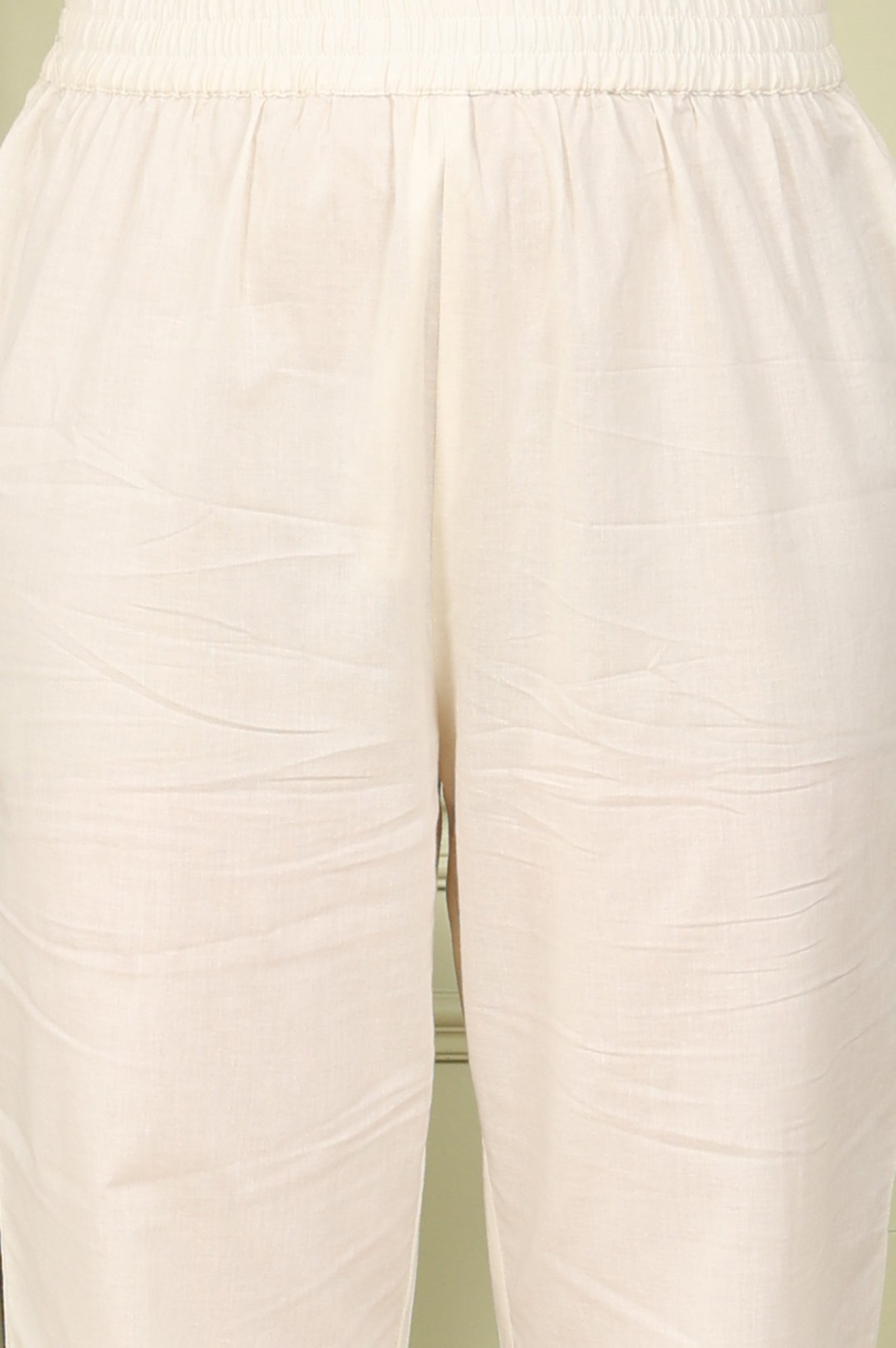 W for Woman White Floral Printed Straight Kota Kurta, Pants And Dupatta Set