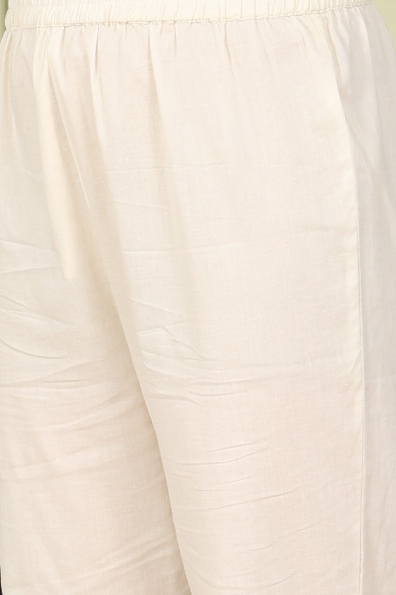 W for Woman White Floral Printed Straight Kota Kurta, Pants And Dupatta Set