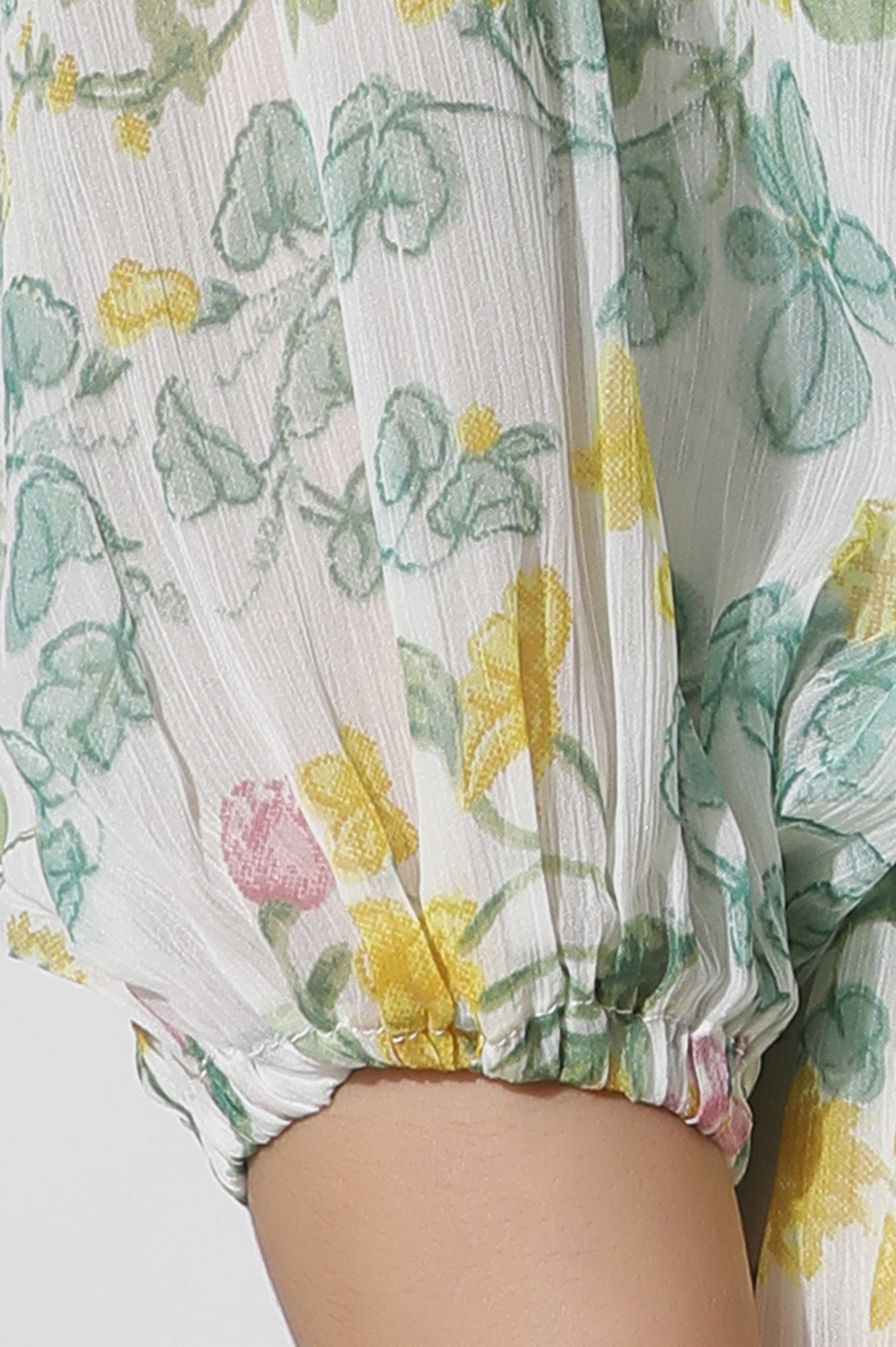 W for Woman White Floral Printed Chiffon Tiered Dress