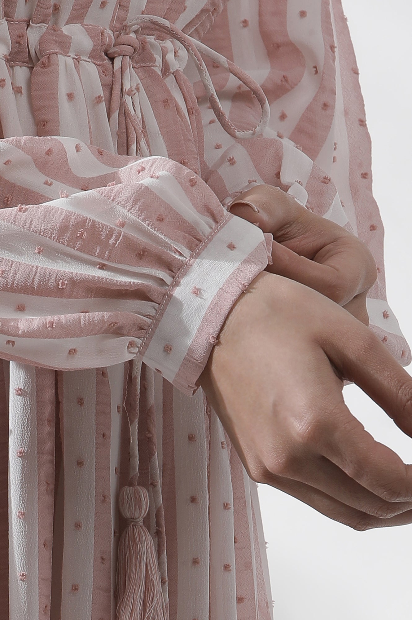 W for Woman White And Pink Striped Frill Dress  Grab2Buy WforWoman Grab2Buy