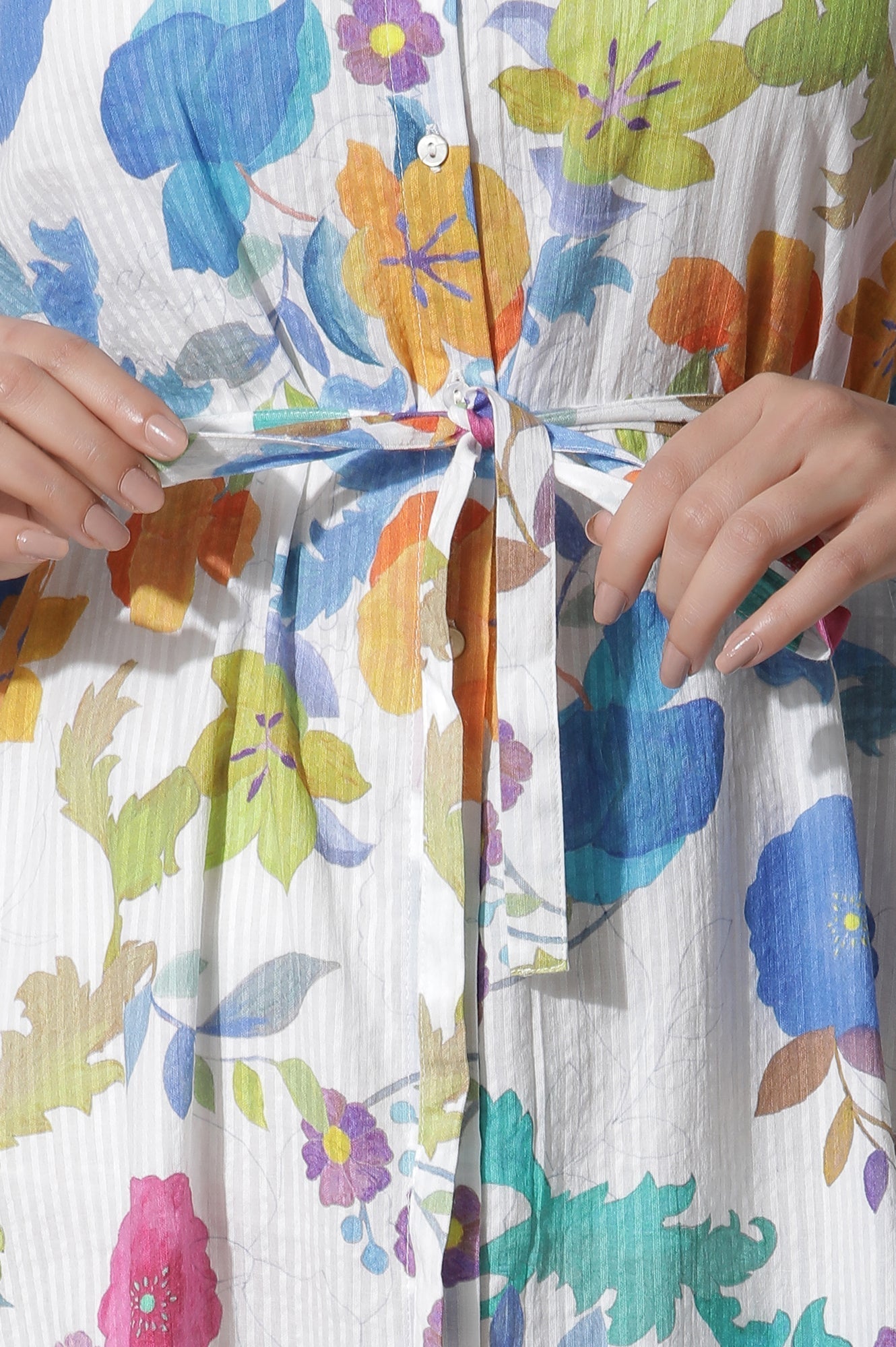 W for Woman White Floral Printed Cotton Shirt Dress  Grab2Buy WforWoman Grab2Buy