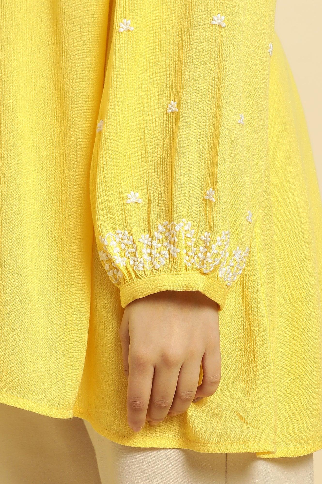 W for Woman Yellow Summer Top With White Floral Embroidery  Grab2Buy WforWoman Grab2Buy