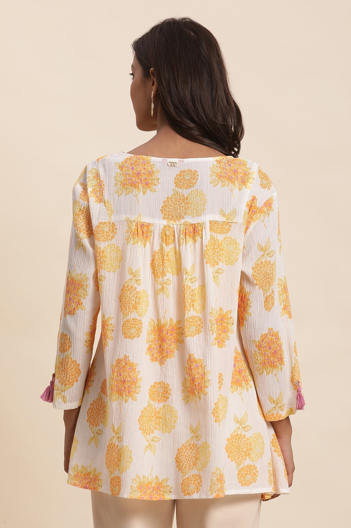 W for Woman White Floral Printed Flared Peplum Top  Grab2Buy WforWoman Grab2Buy