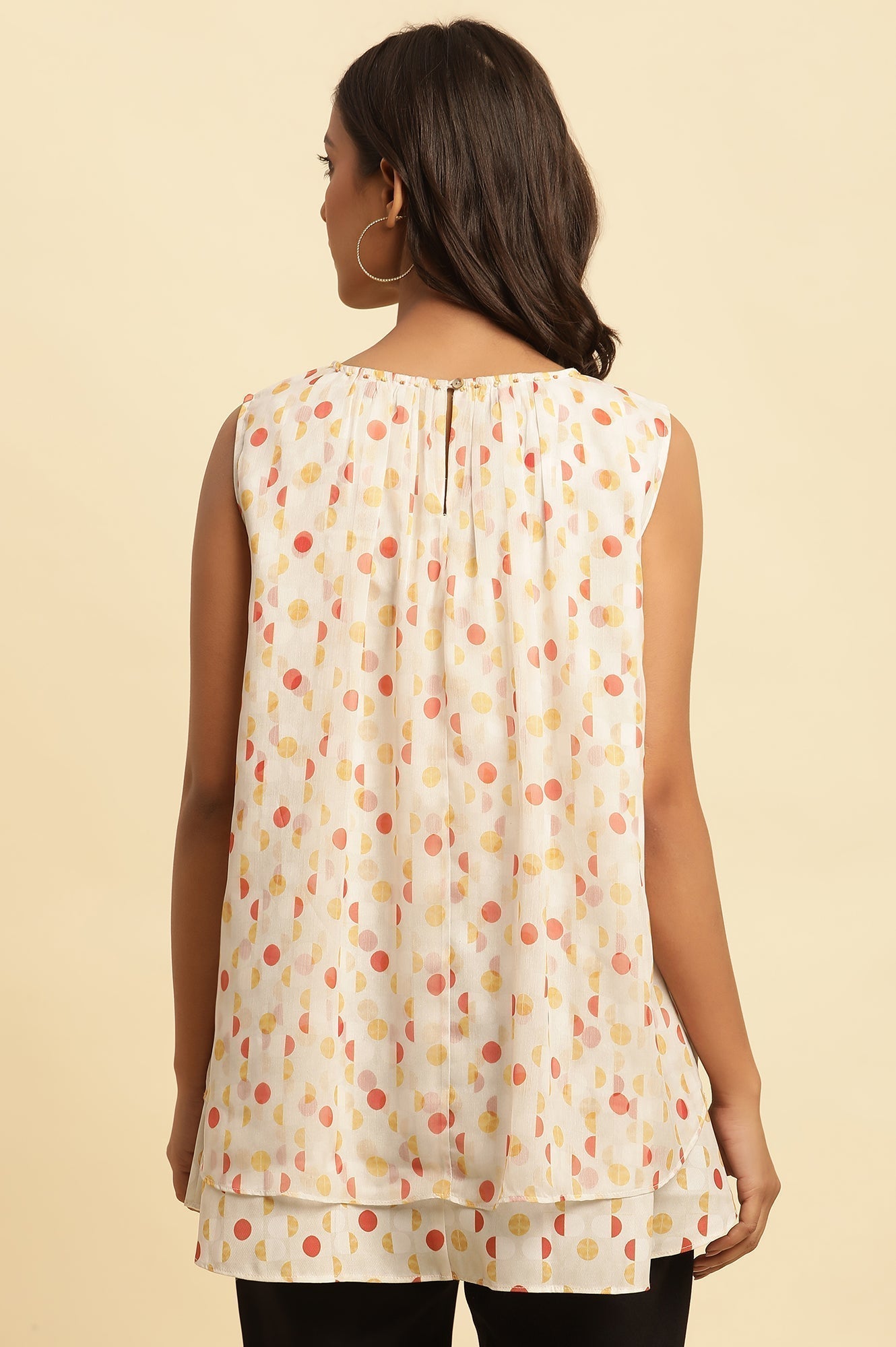 W for Woman White Polka Dot Printed Layered Top  Grab2Buy WforWoman Grab2Buy