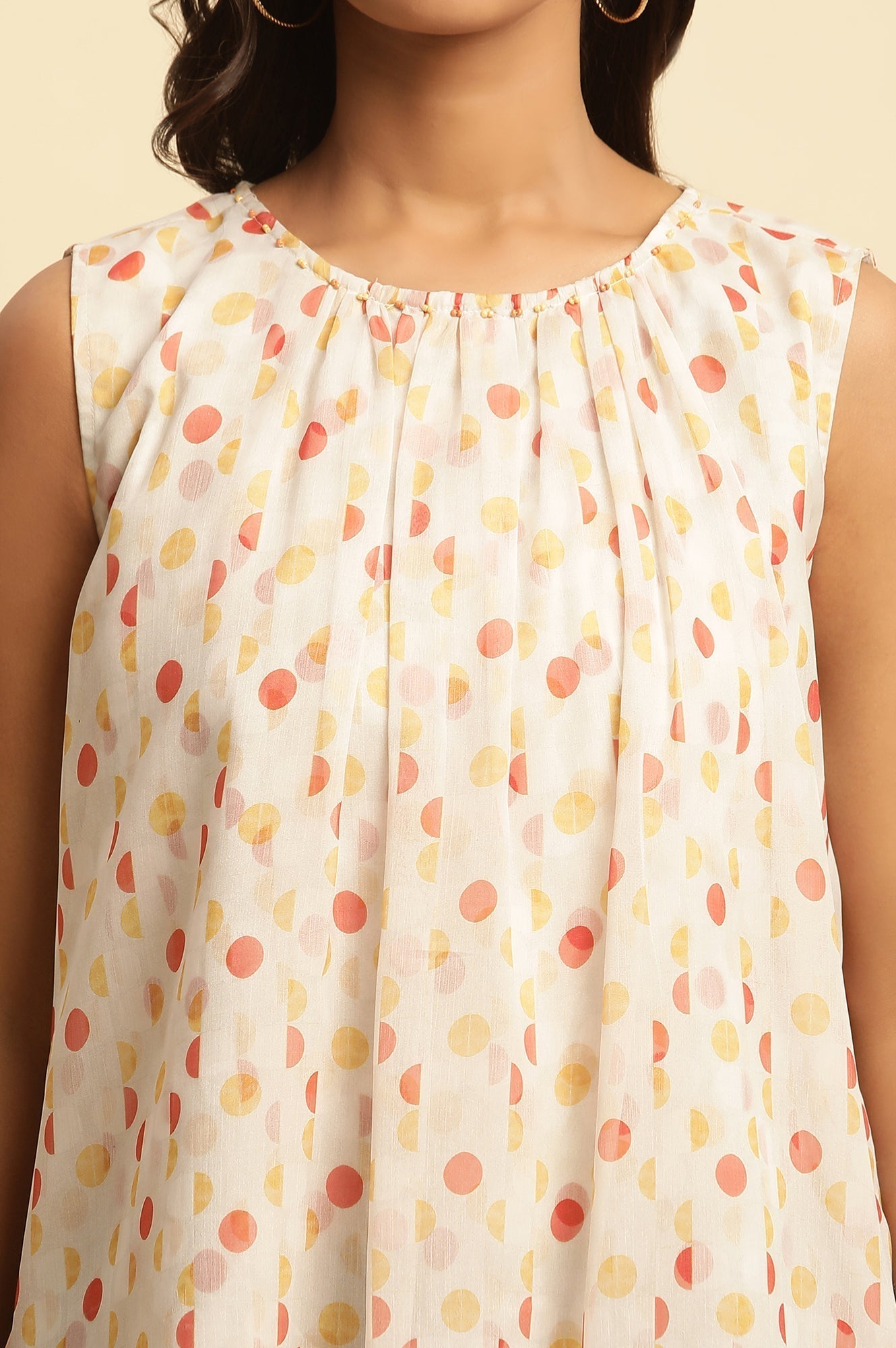 W for Woman White Polka Dot Printed Layered Top  Grab2Buy WforWoman Grab2Buy