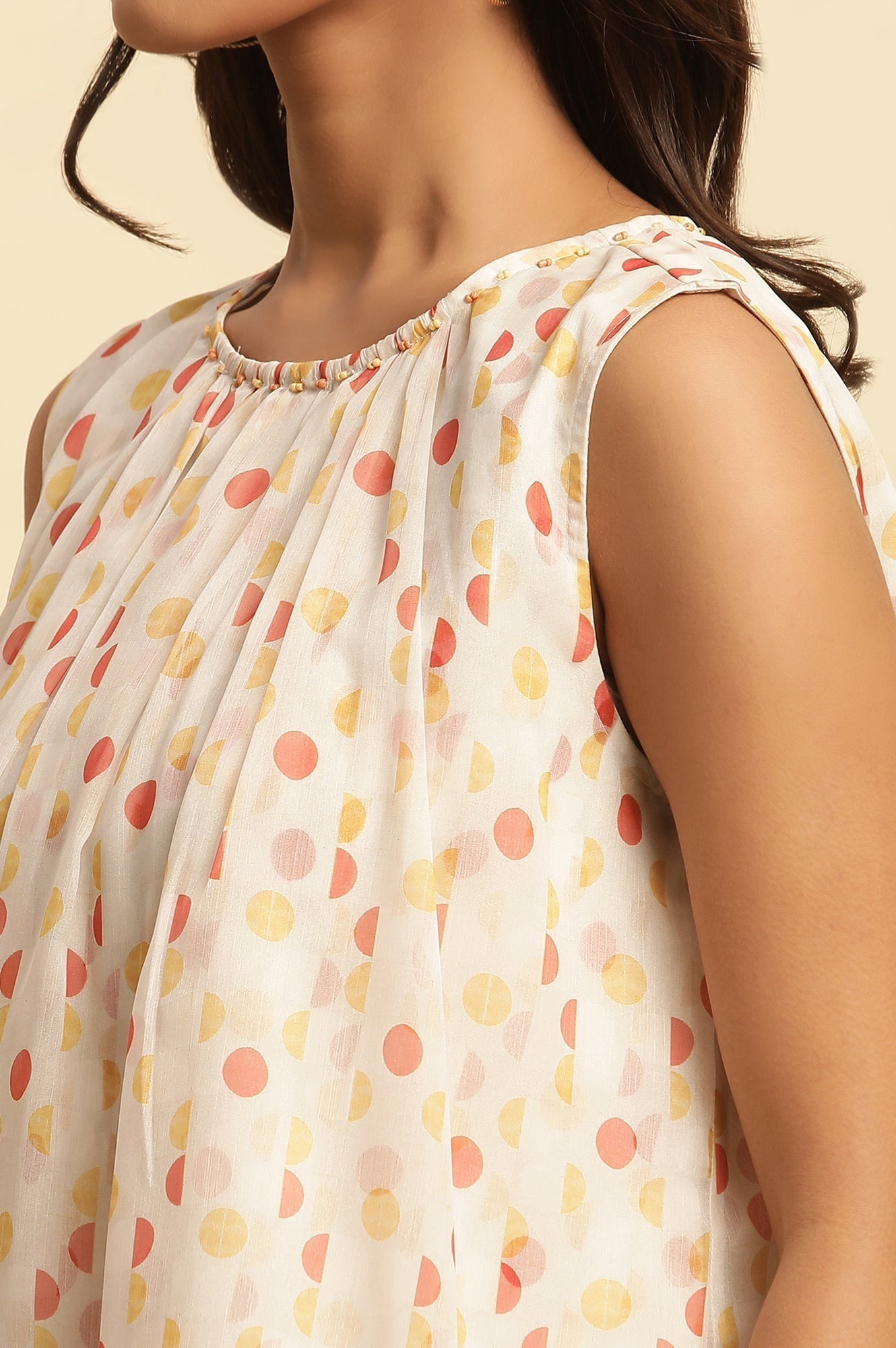W for Woman White Polka Dot Printed Layered Top  Grab2Buy WforWoman Grab2Buy
