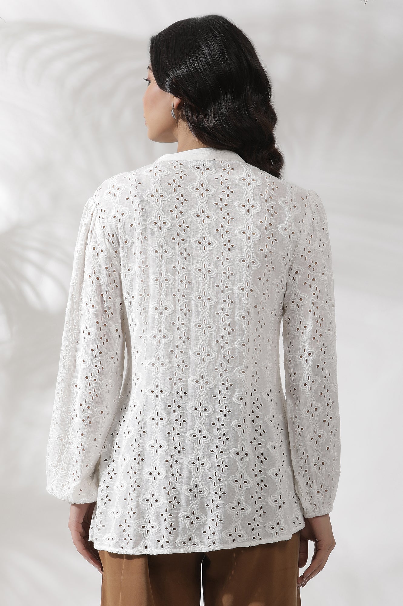 W for Woman White Schiffli Western Top  Grab2Buy WforWoman Grab2Buy