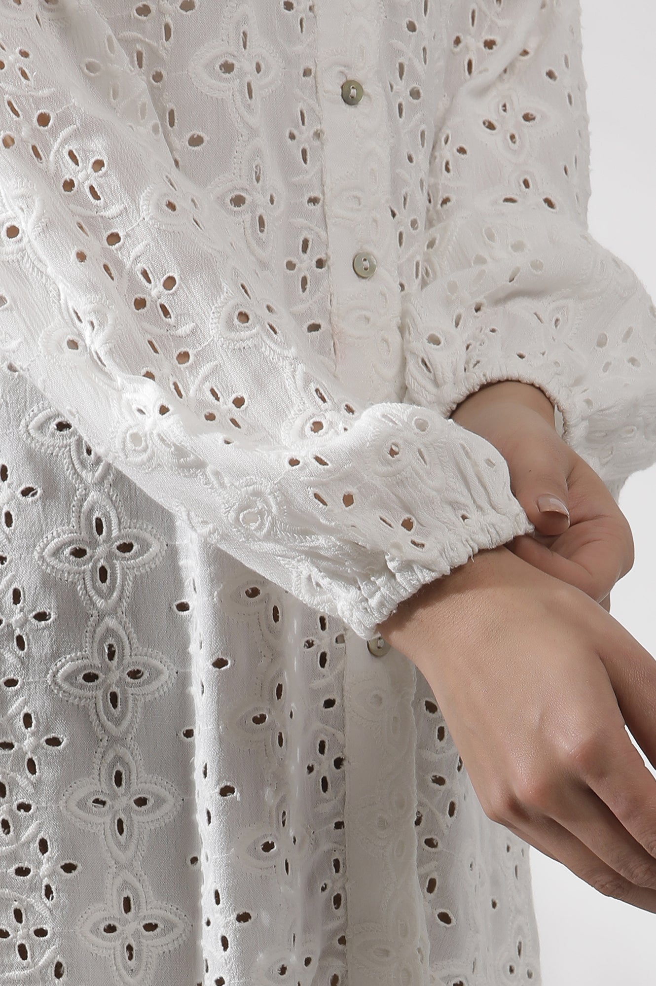 W for Woman White Schiffli Western Top  Grab2Buy WforWoman Grab2Buy