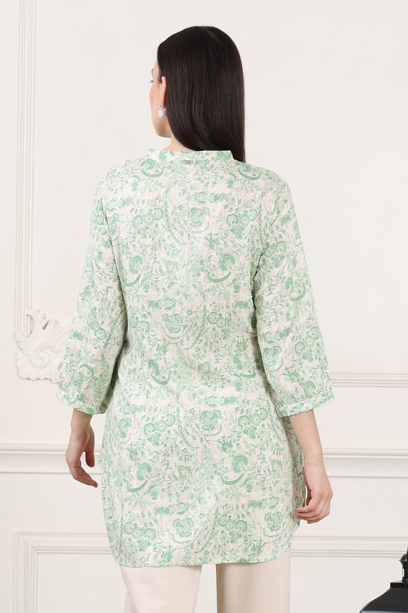 W for Woman White Floral Printed Swiss Dot Straight Tunic  Grab2Buy WforWoman Grab2Buy