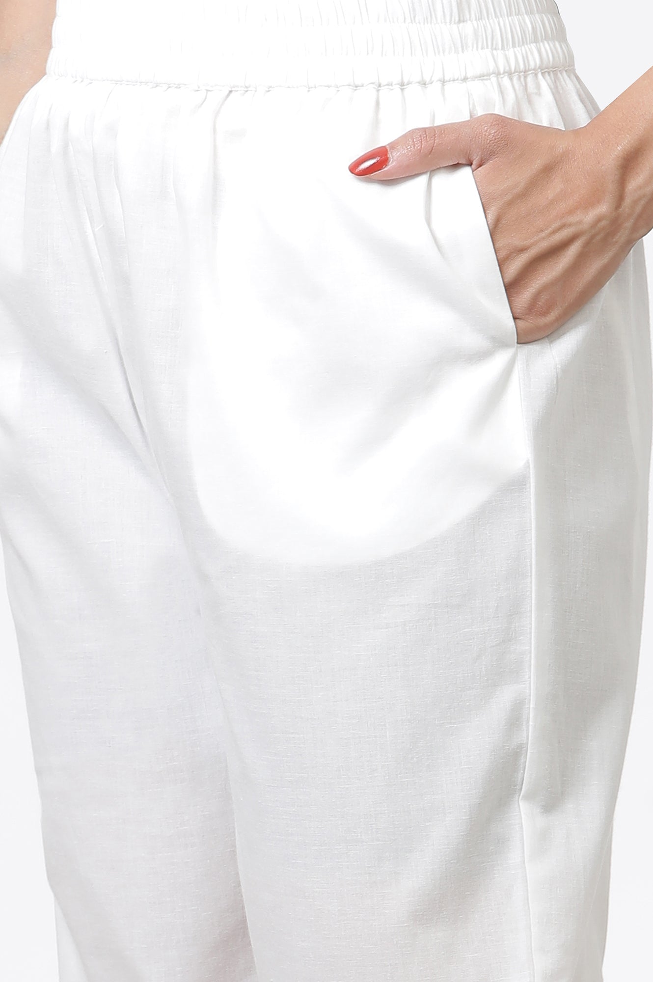 W for Woman White Embellished Kurta, Pants and Dupatta Set