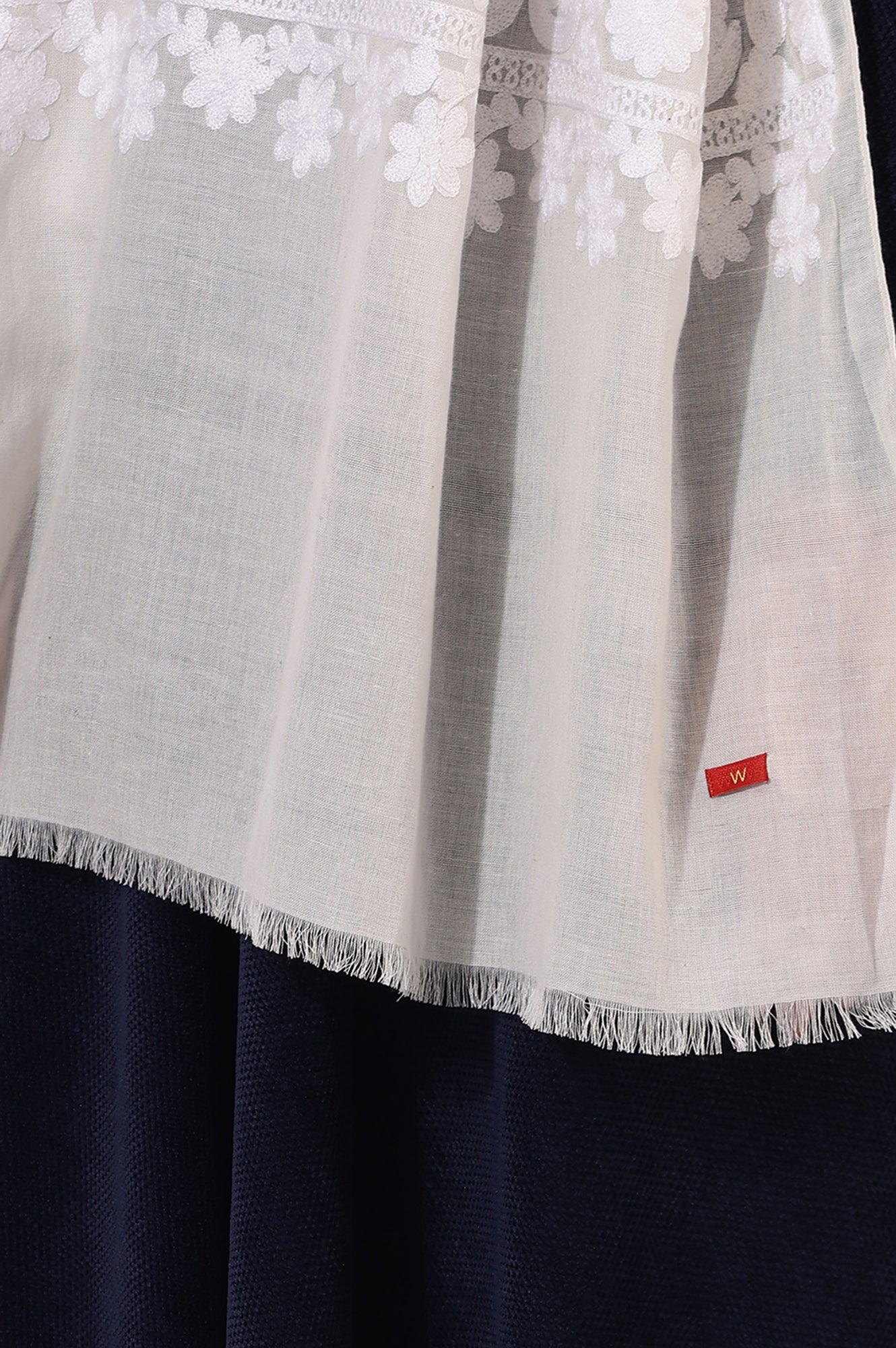 W for Woman White Printed Thread Work Pure Cotton Shawls & Stole  Grab2Buy WforWoman Grab2Buy