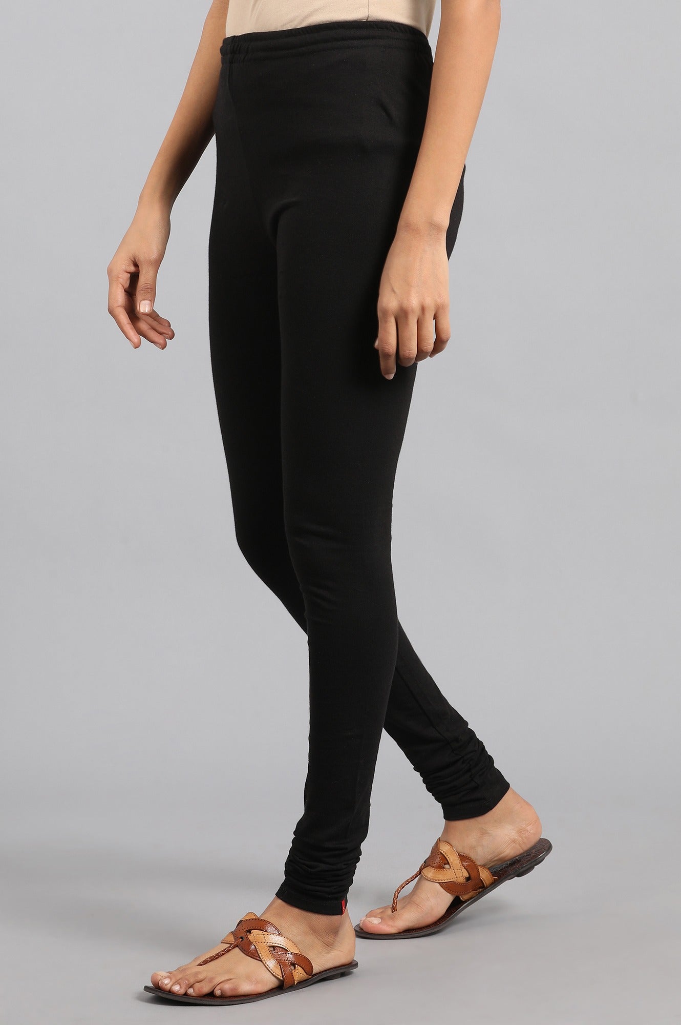 W for Woman Combo Pack Of 2 Black Solid Knitted Churidar