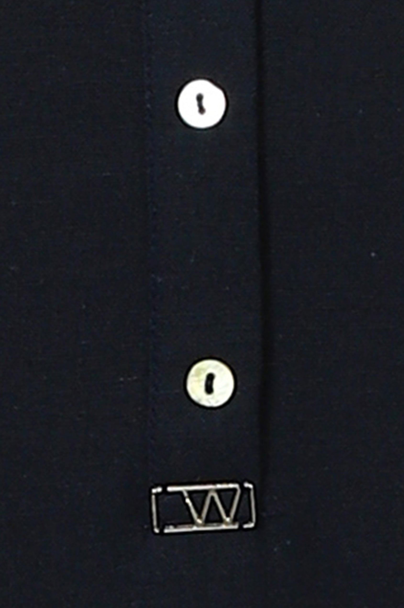 W for Woman Navy Blue Mandarin Collar Cotton Blend Straight Kurta With W Branding