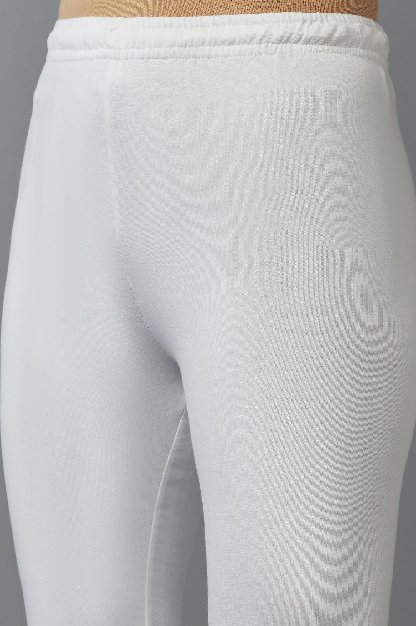 W for Woman Combo Pack Of 2 White Solid Knitted Churidar