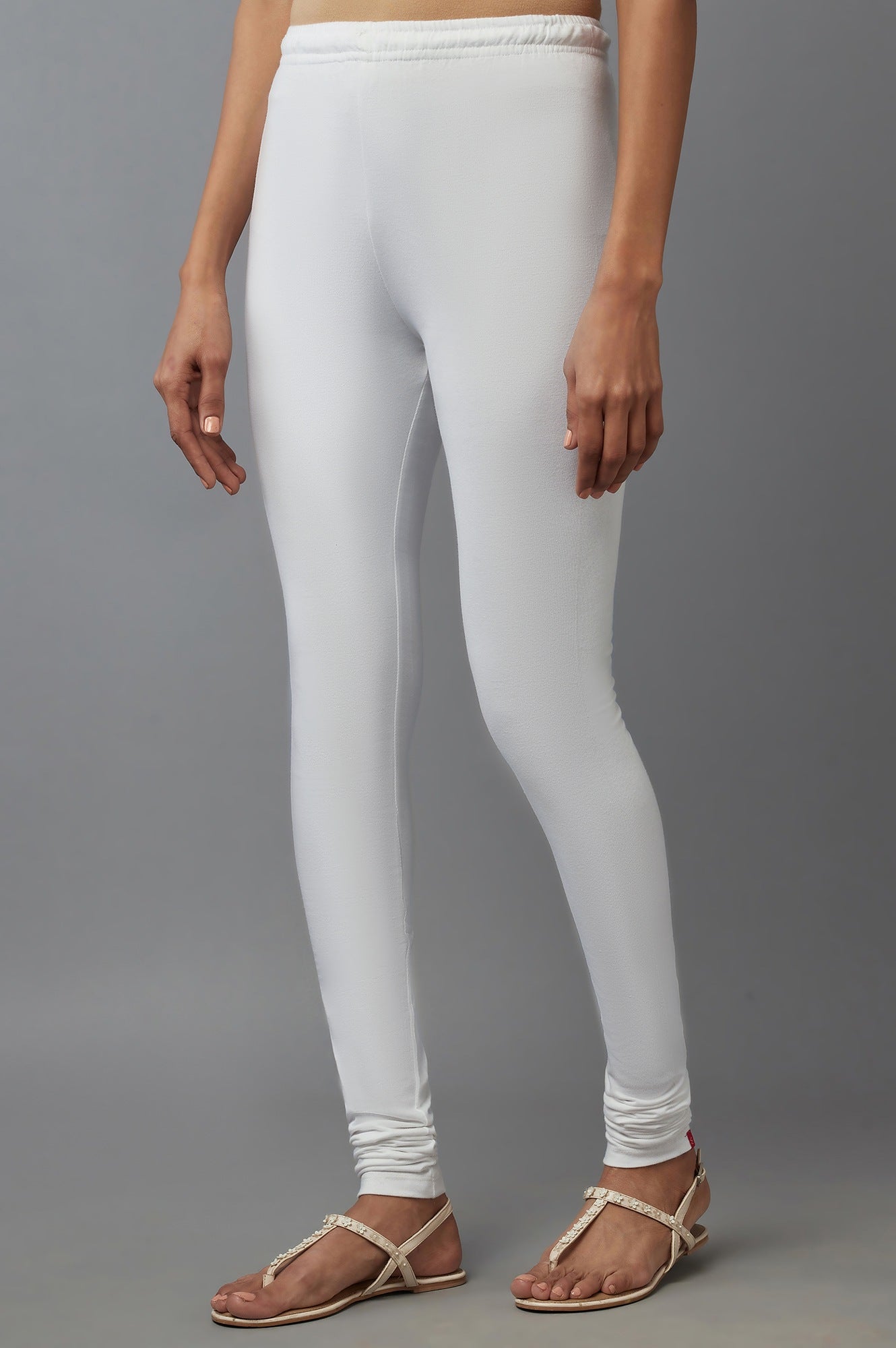 W for Woman Combo Pack Of 2 White Solid Knitted Churidar