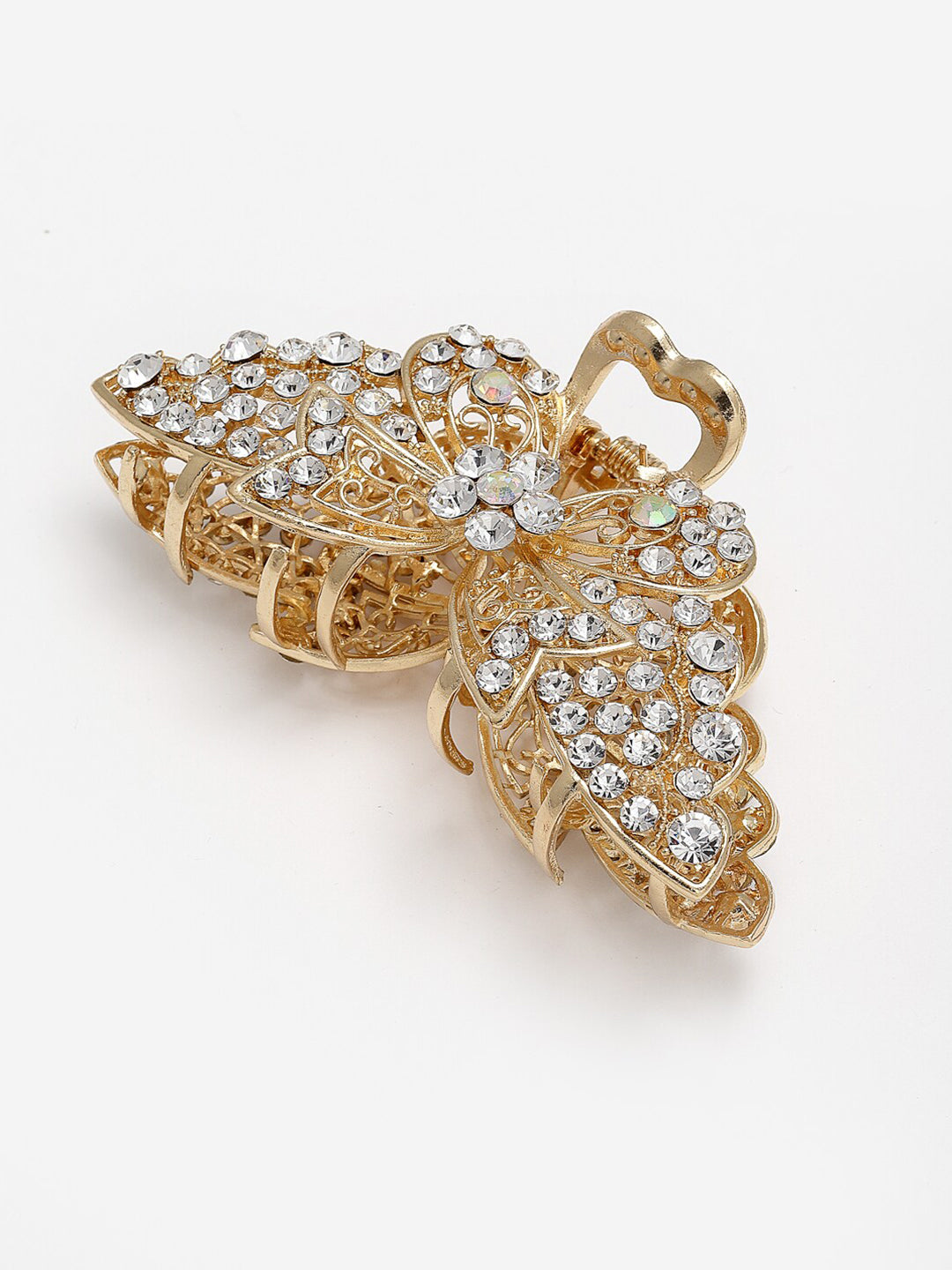 Panash Women Gold-Toned & White Embellished Claw Clip - Grab2buy
