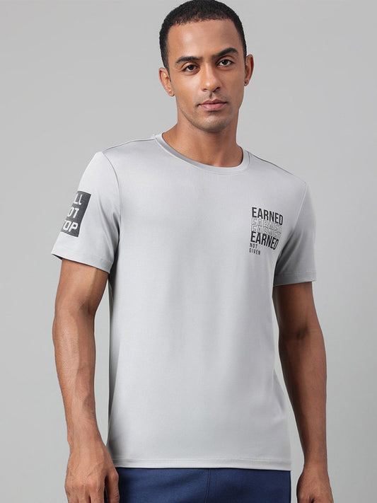 Alcis Typography Printed Anti-Static Dry Tech Slim Fit Sports T-shirt 