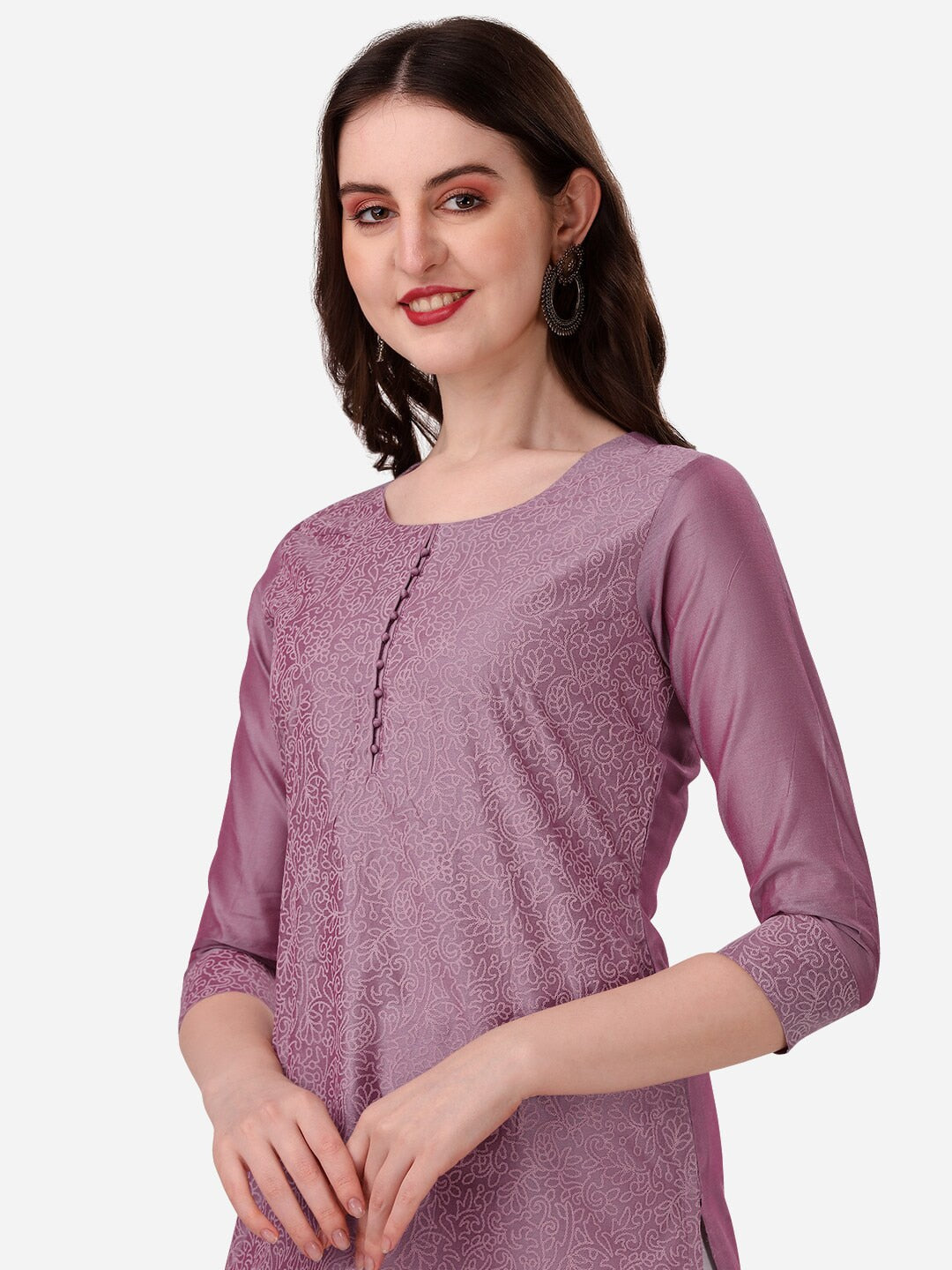 HERE&NOW Floral Embroidered Thread Work Chanderi Cotton Kurta