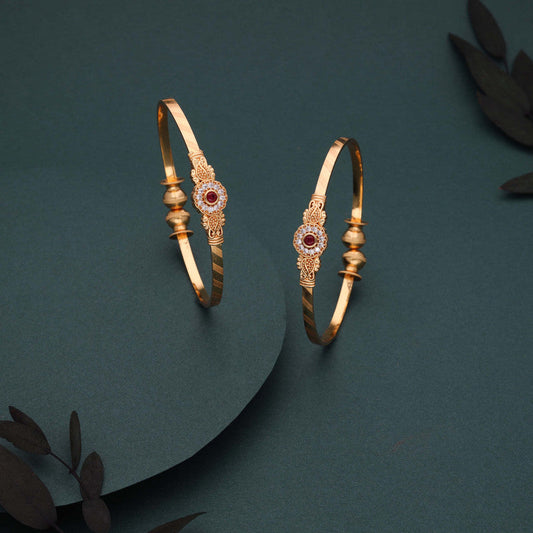 Tehzeeb Creations Brass Gold-Polished Bangle Set | Grab2Buy