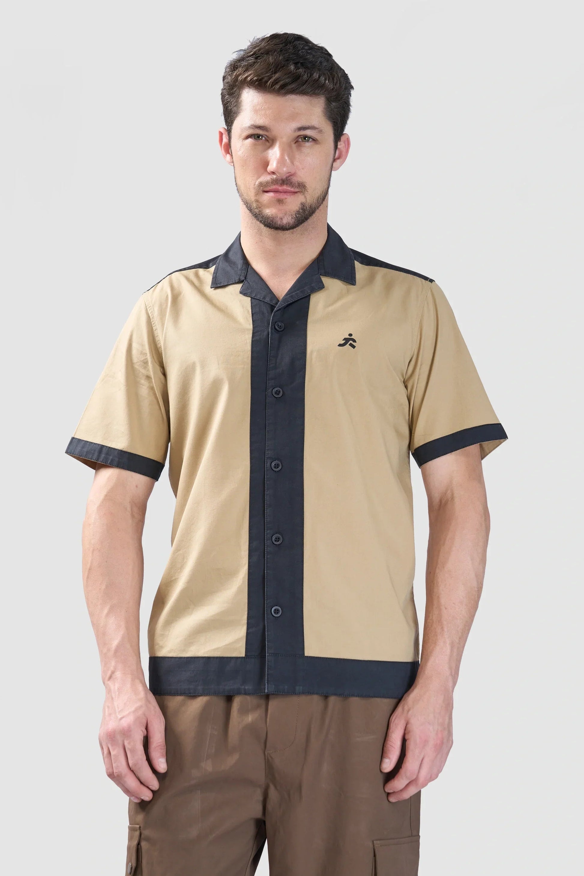 Xkind Beige & Black Backprinted Relaxed Fit Shirt  Grab2Buy Xkind Grab2Buy
