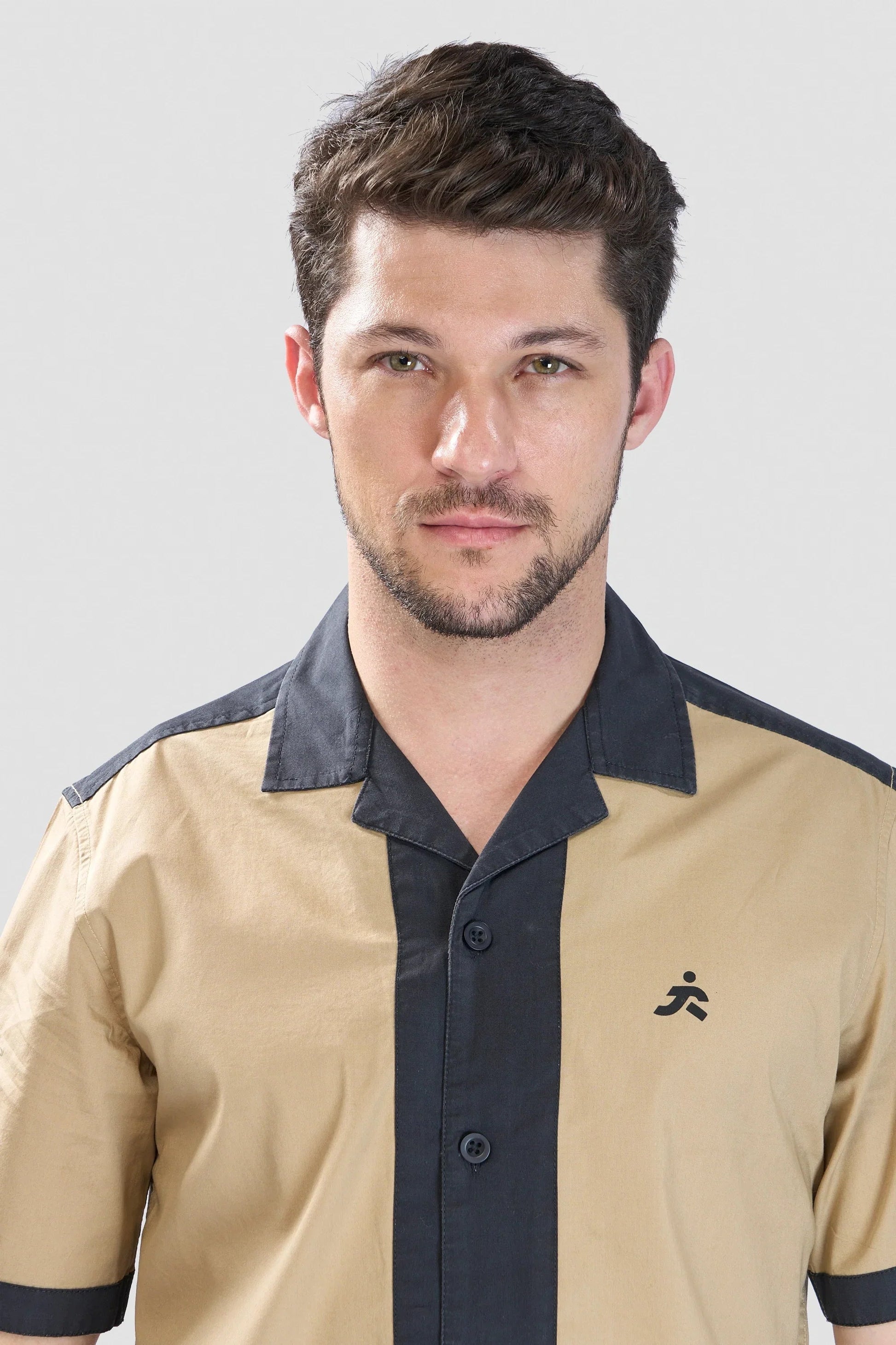 Xkind Beige & Black Backprinted Relaxed Fit Shirt  Grab2Buy Xkind Grab2Buy