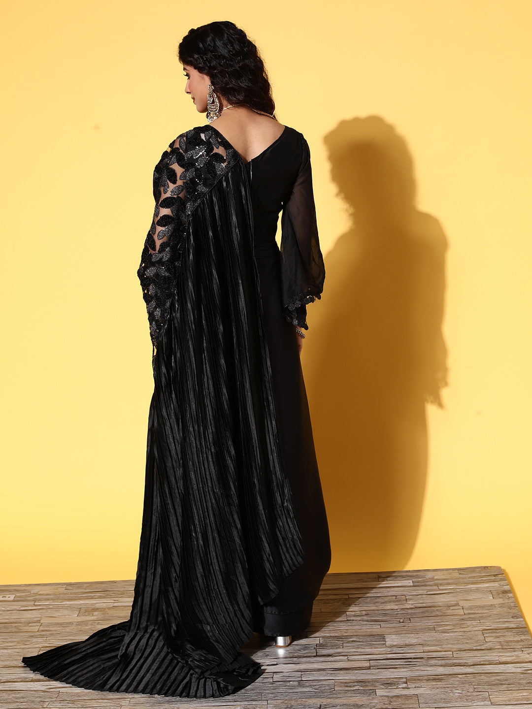 Tikhi Imli Black Floral Sequinned Satin Grab2Buy 