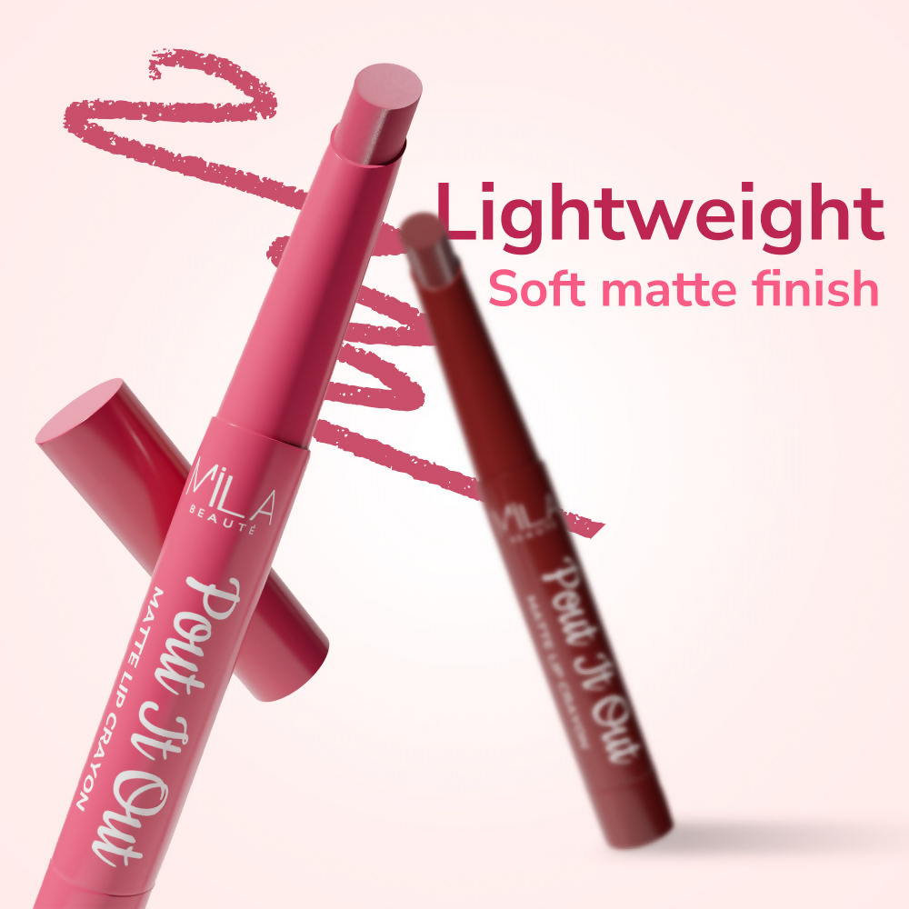 Mila Beaute Pout It Out Long Lasting & Matte Finish Lip Crayon Lipstick - Jasmine