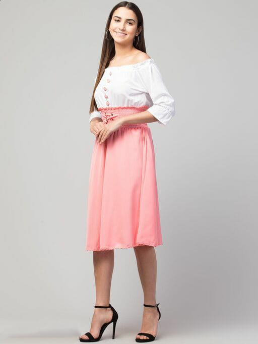 PAVONINE Peach Color Kansai Midi For Girls
