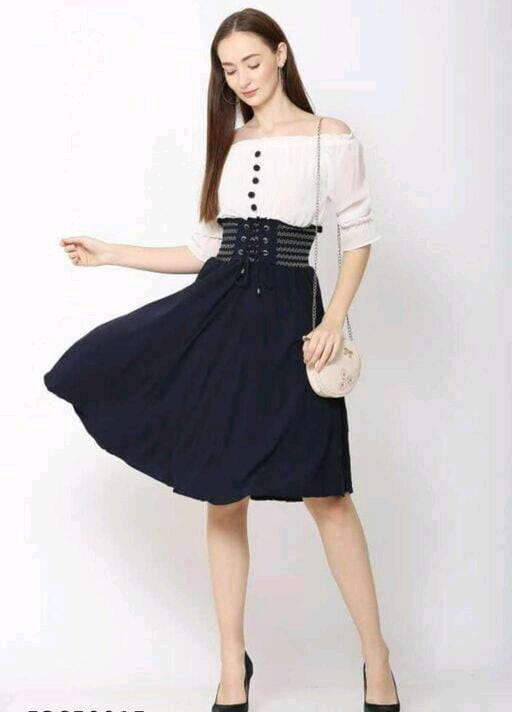 PAVONINE Navy Blue Color Kansai Midi For Girls