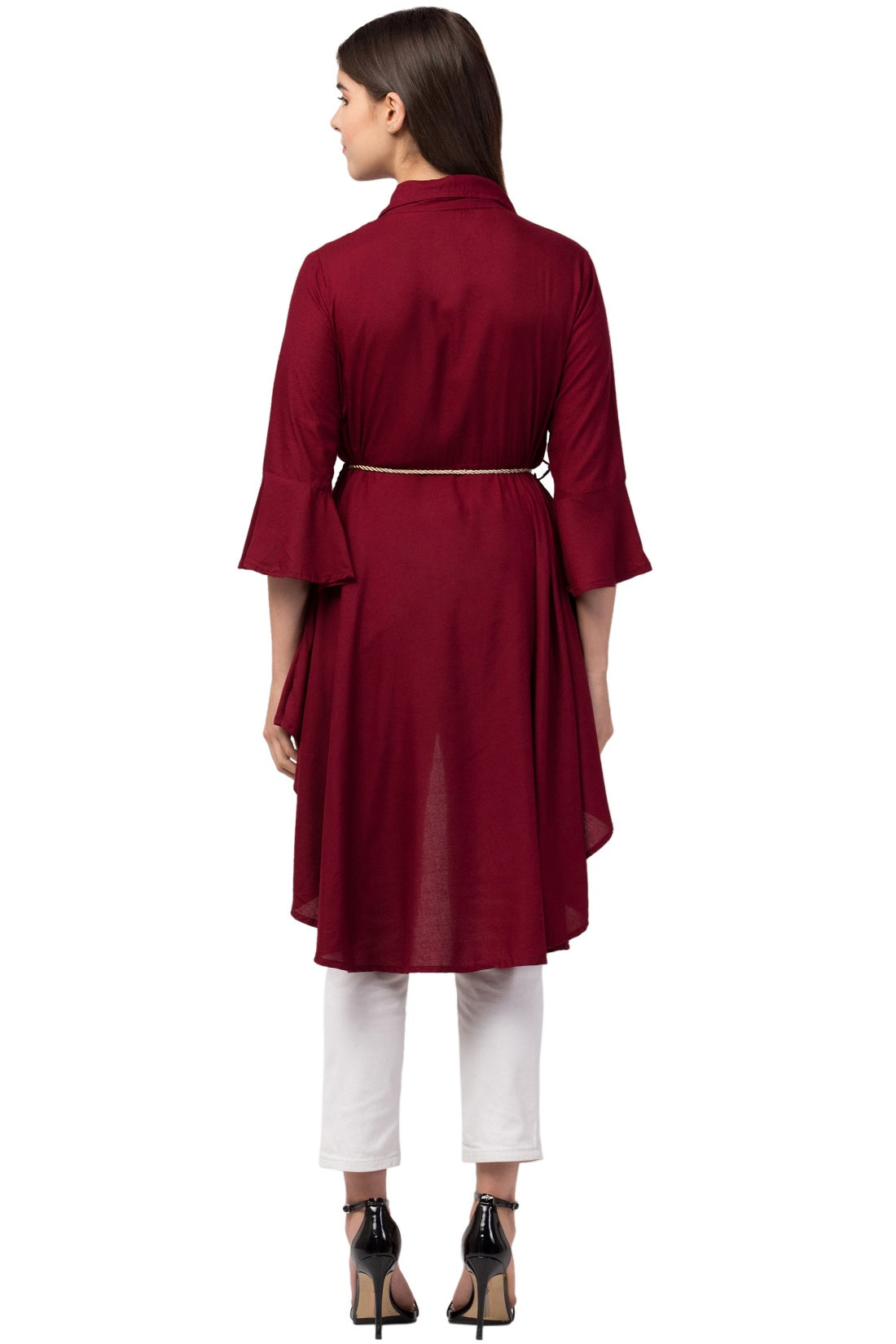 PAVONINE Maroon Color High-Low Midi For Girls