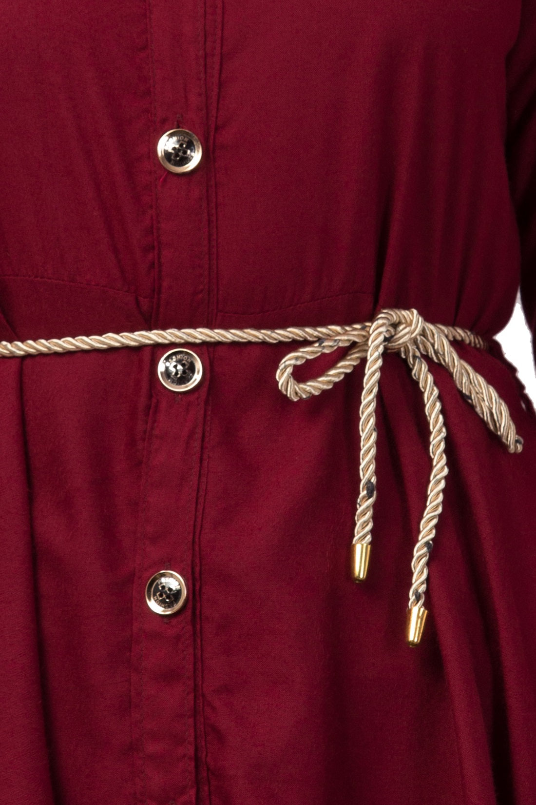 PAVONINE Maroon Color High-Low Midi For Girls