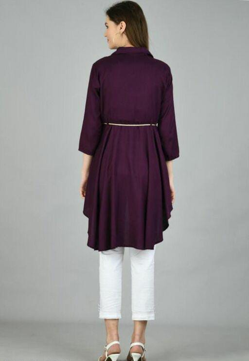 PAVONINE Wine Color High-Low Midi For Girls