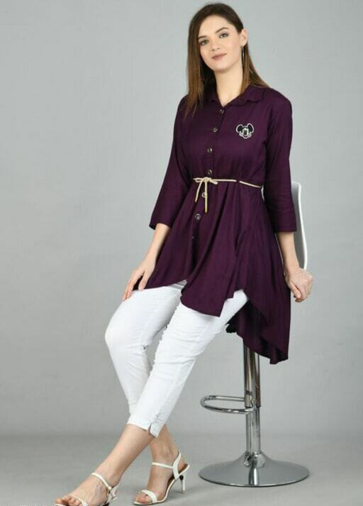 PAVONINE Wine Color High-Low Midi For Girls