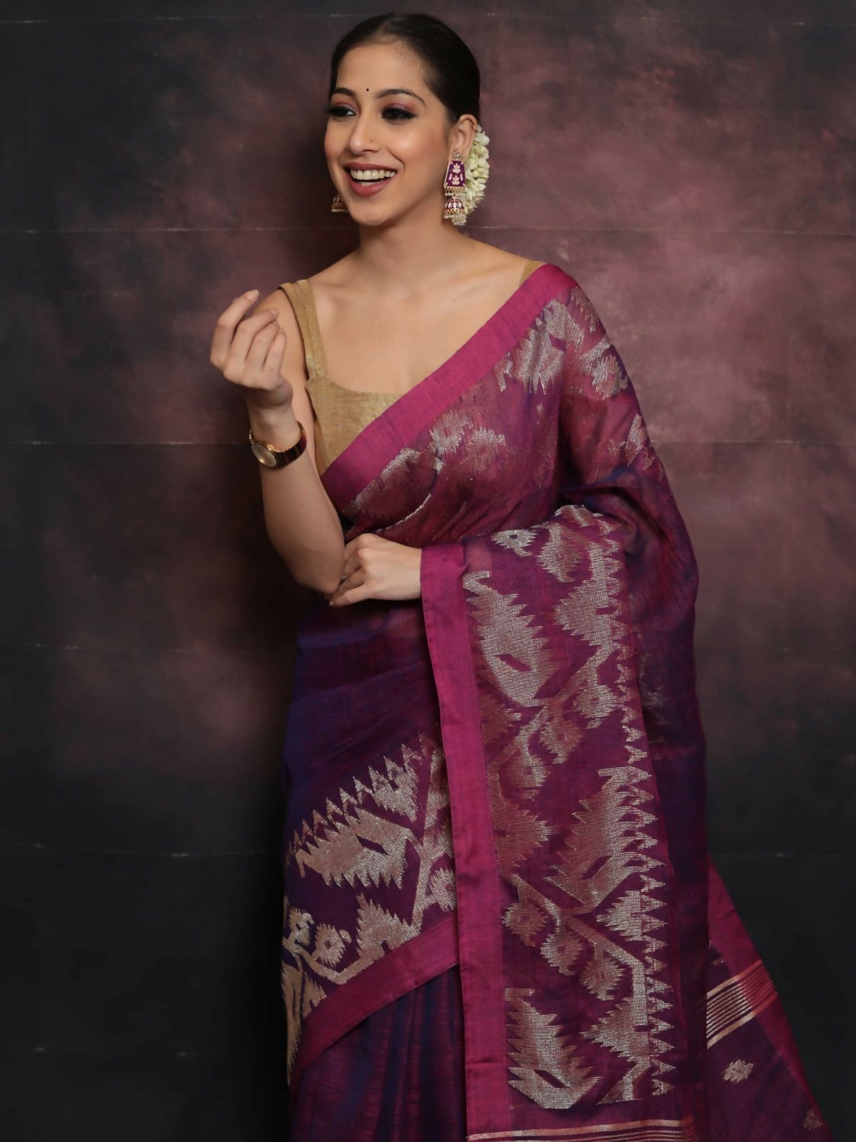 Exclusive Collection Brown Beautiful Linen Jamdani Grab2Buy 