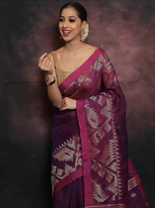 Exclusive Collection Brown Beautiful Linen Jamdani Grab2Buy 