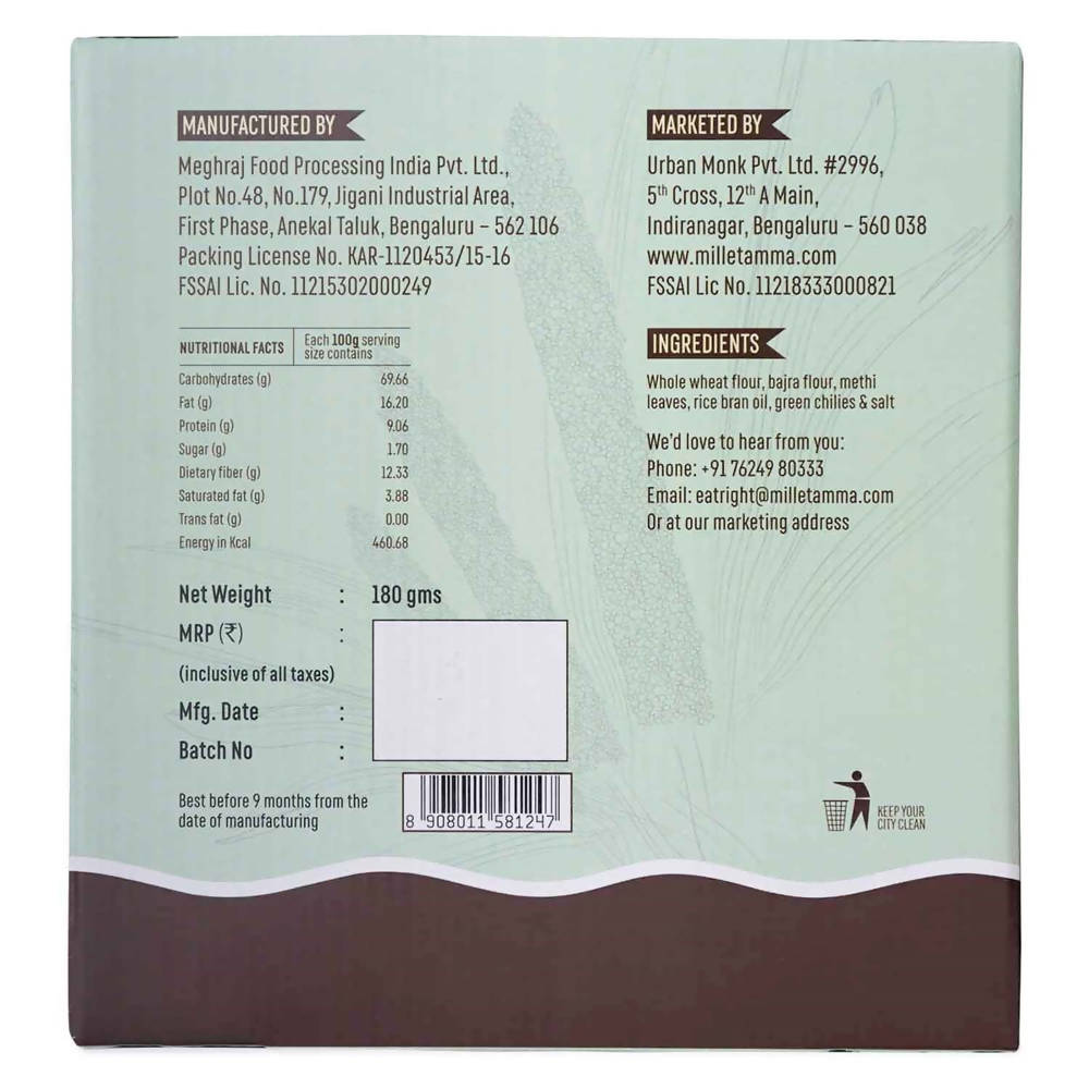 Millet Amma Bajra Methi Khakhra - Grab2buy