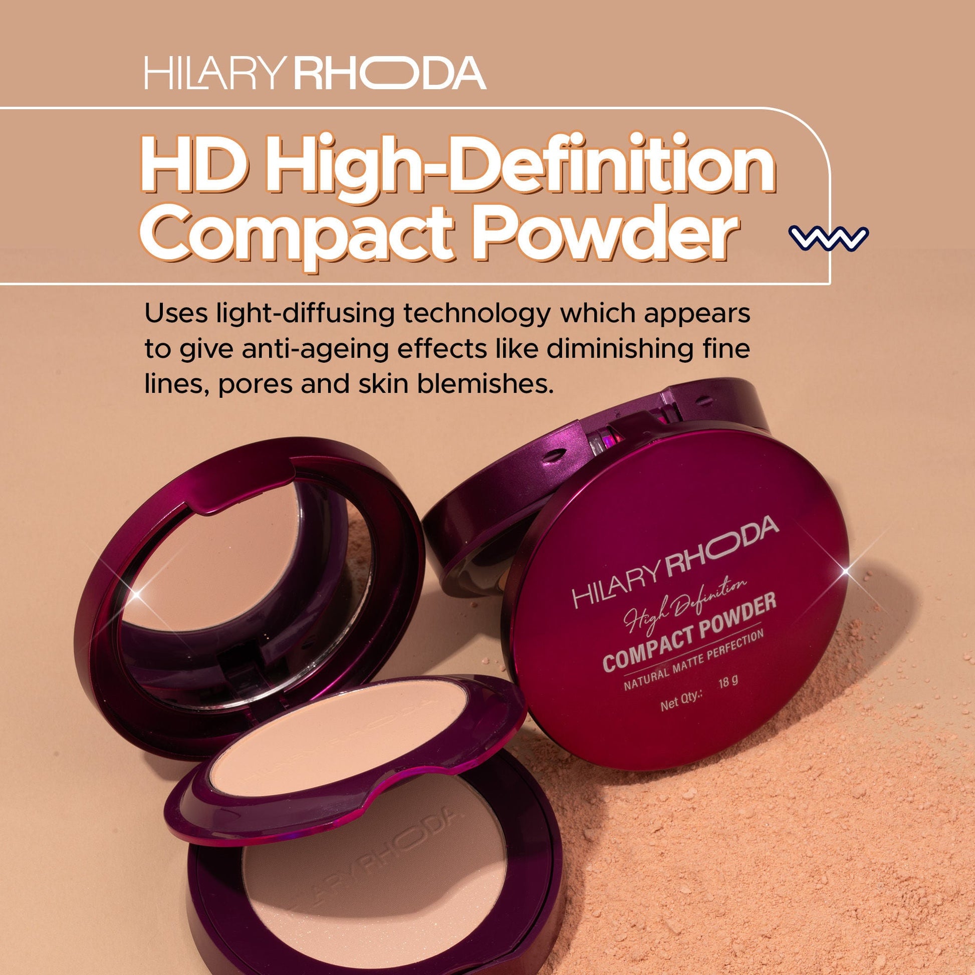 Hilary Rhoda HD High-Definition Matte Pressed Powder - My Ivory 01