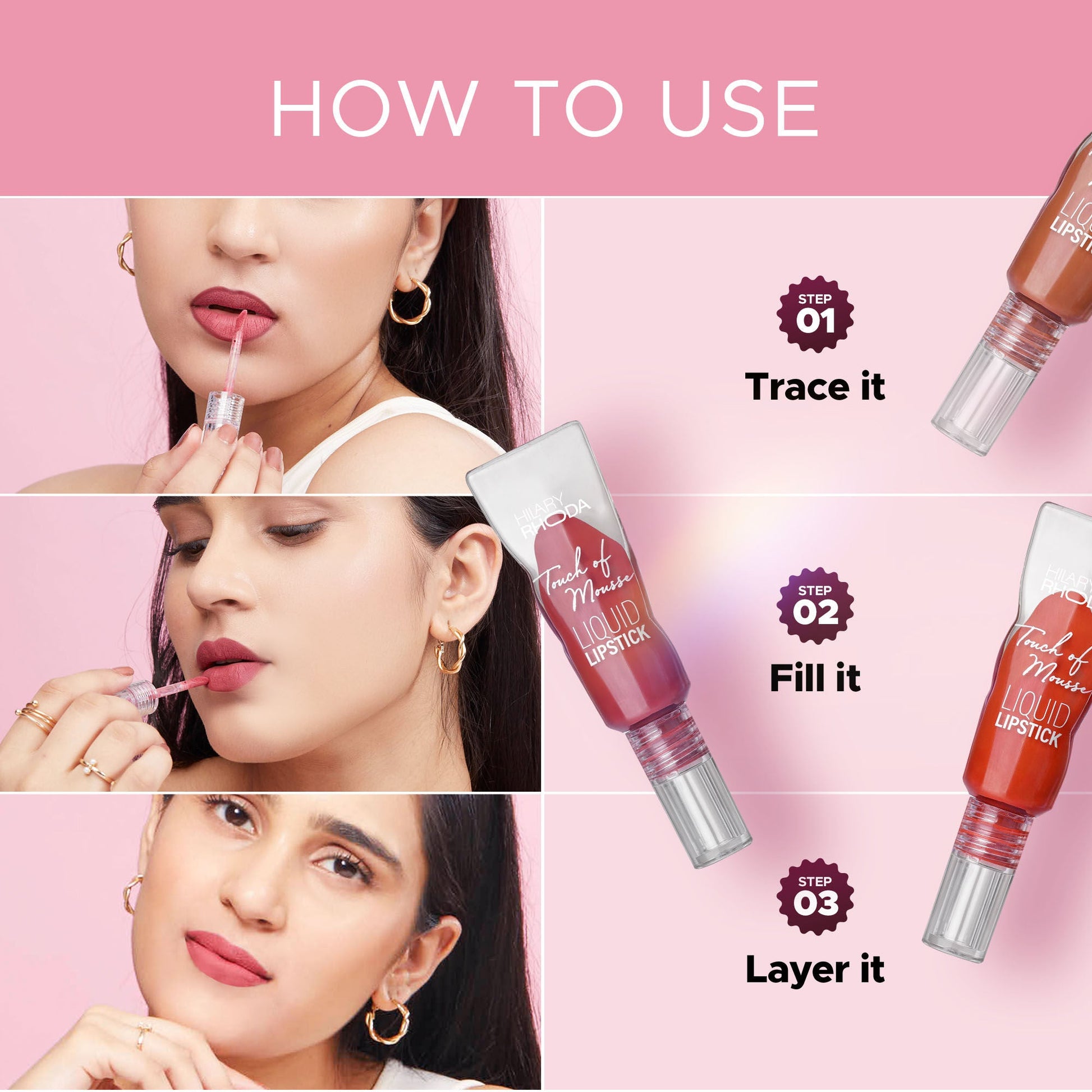 Hilary Rhoda Touch Of Mousse Waterproof Lipstick - Little Peachy 02