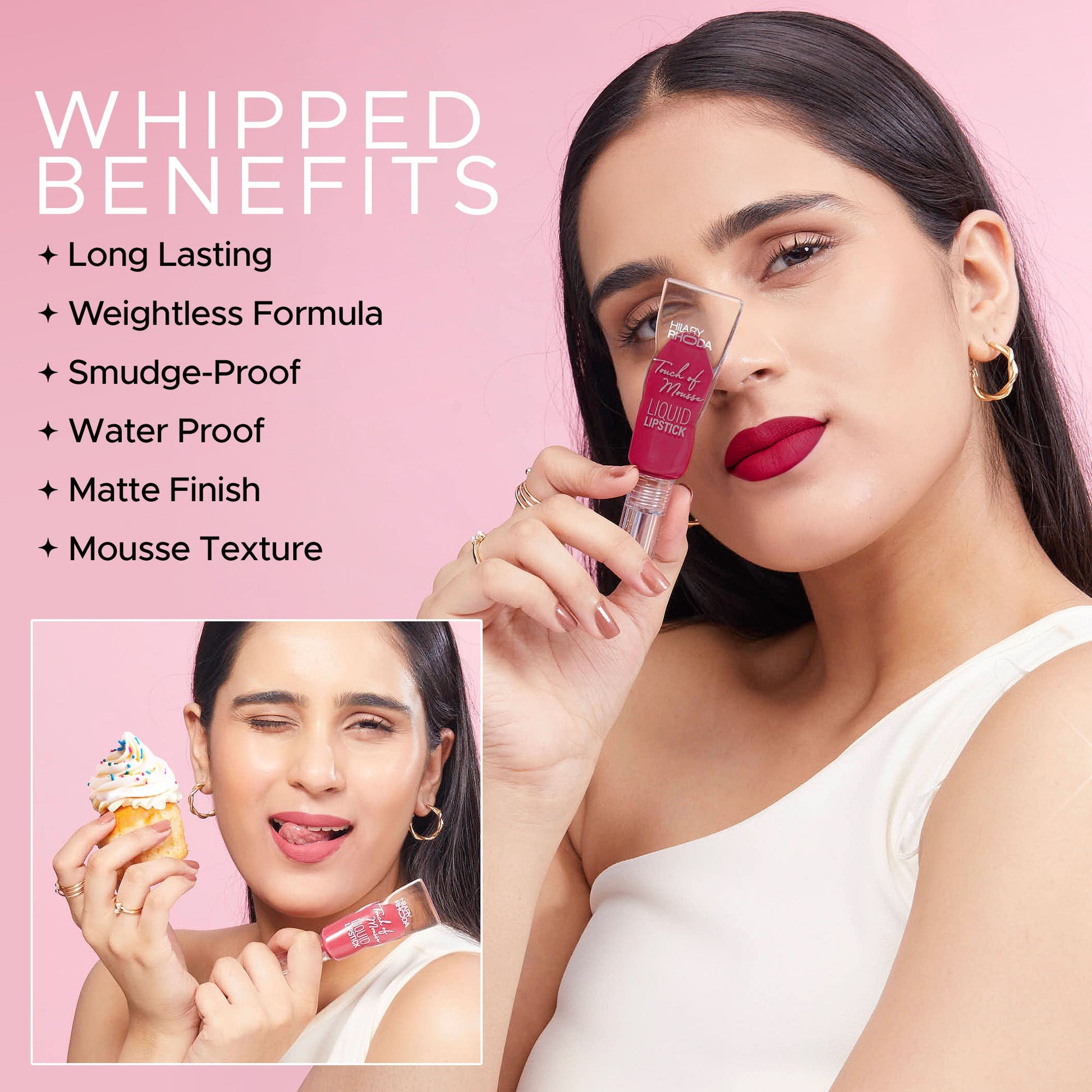 Hilary Rhoda Touch Of Mousse Waterproof Lipstick - Ruby Pink 08
