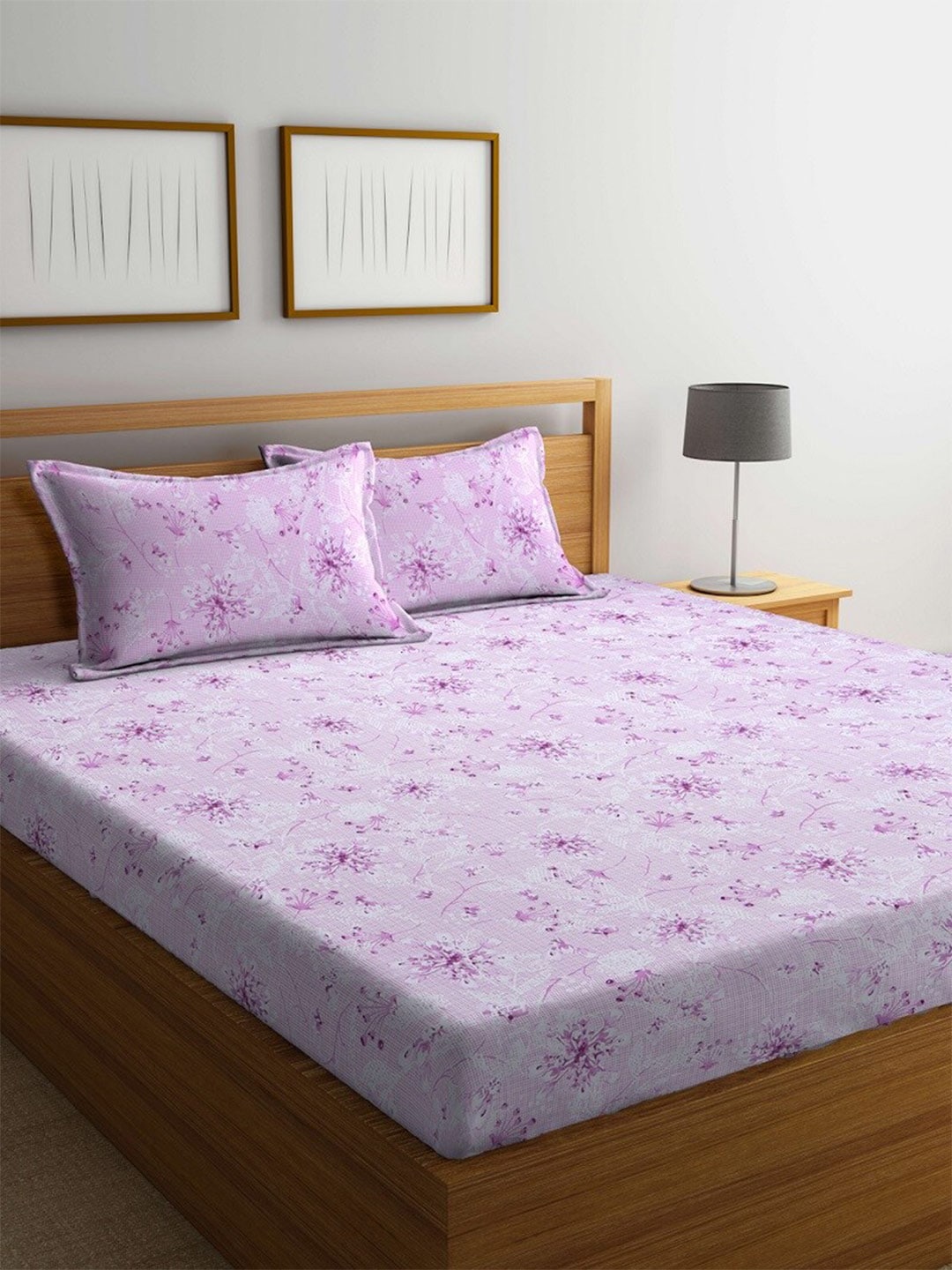 BOMBAY DYEING Pink Floral Cotton 120 TC King Bedsheet with 2 Pillow Covers | Grab2Buy