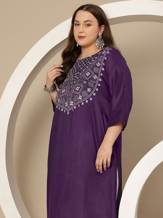 Sztori Plus Size Geometric Print Kurta