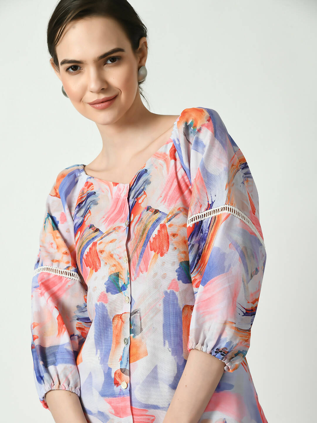 Myshka Women's Multi Abstract Printed A-Line Dress