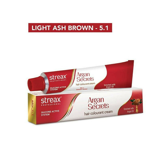 Streax Professional Argan Secrets Hair Colourant Cream - Light Ash Brown 5.1 - Grab2buy