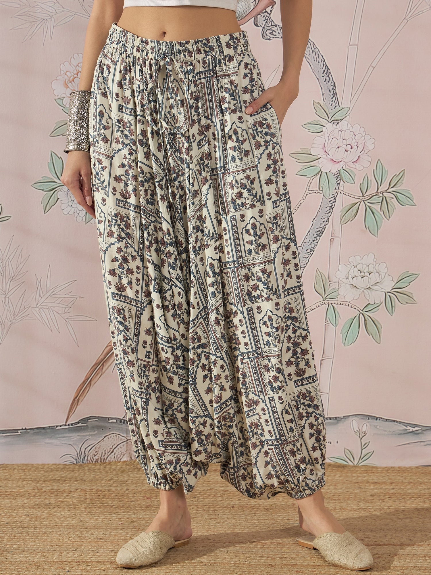 InWeave Cadet Blue Ethnic Window Harem Pant 